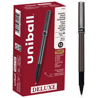 uni-ball - Stylos à bille roulante Deluxe - 0,5 mm - noir - paquet de 12-Stylos à bille roulante