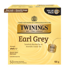 Twinings - Sachets de thé noir Earl Grey - paquet de 50-Préparé avec du thé noir, des arômes naturels et de l’écorce de bergamote pour offrir la saveur distinctive du thé Earl Grey