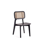 Manhattan Comfort - Lot de 4 chaises de salle à manger Versailles 47 cm style industriel chic - noir et cannage naturel-Hauteur d’assise : 42 cm avec une capacité de poids de 125 kg