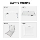 Homy Casa - Table pliante portative en plastique effet bois de 4 pi avec 4 hauteurs réglables - Blanc-La surface résistante aux taches se nettoie facilement après utilisation
