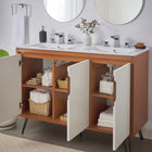 Modway - Energize Double évier 48" Vanette de salle de bain - Blanc cerise-Portes doubles à fermeture douce