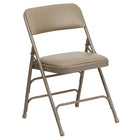 Flash Furniture – Chaise pliante HERCULES en métal à 3 barreaux et à 2 pivots, siège en vinyle beige (HAMC309AVBGE)-Siège et dossier rembourrés en vinyle beige