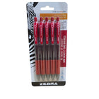 Zebra - Stylos Sarasa à encre gel rétractables – 0,7 mm – rouge – paquet de 5-Prise caoutchoutée souple sans latex