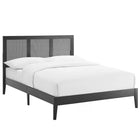 Modway - Sirocco Rotin et bois Lit de plateforme complet, Noir-Assemblée requise