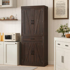 HOMCOM - Armoire de garde-manger de cuisine 72 po avec portes de grange - brun-Fabriqué en panneau de particules robuste et MDF, garantissant stabilité et durabilité à long terme 