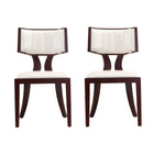 Manhattan Comfort - Lot de 2 chaises de salle à manger traditionnelles Pulitzer 46 cm, revêtement similicuir blanc perle et noyer-Chaise de salle à manger traditionnelle pour usage en salle à manger lot de 2