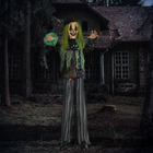 HOMCOM - Clown animé grandeur nature 6 pi avec activation sonore par mouvement - vert-La décoration d'Halloween extérieure s'active automatiquement par contact ou sons forts 