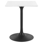 Modway - Lippa 24 po Carré Bois Table à manger, Noir Blanc-Table à manger moderne