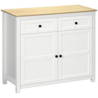 HOMCOM - Buffet 39,4 po L - blanc-Grand plateau, deux tiroirs et une armoire à deux niveaux pour un espace de rangement généreux 