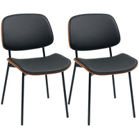 HOMCOM - Chaises de salle à manger style milieu du siècle moderne - noir - lot de 2-Les chaises de salle à manger en bois courbé rehaussent l’ambiance chic de la salle à manger 