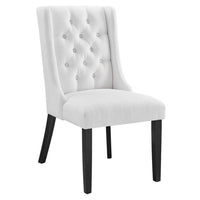 Modway - Baronet Bouton touffé Tissu Chaise à manger - Blanc-Fauteuil d’appoint moderne élégant
