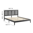 Modway - Sirocco Rotin et bois Lit de plateforme King, Noir-10