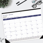 Blueline - 2027 Calendrier sous-main mensuel DuraGlobe - 22 po x 17 po - bilingue-Feuilles reliées en haut, perforées pour un détachement facile