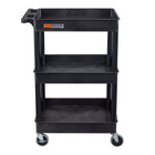 Luxor - Chariot utilitaire à trois plateaux cuvettes de 34" H Luxor ENDURA - 24" L x 18" P - noir-Il supporte jusqu'à 300 lb réparties uniformément, chaque plateau contenant environ 100 lb