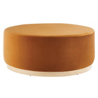 Modway - Tilden Gros velours rond de performance de 38" Rembourré Ottoman - Rouille naturelle-Revêtement en velours de performance