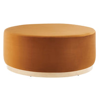 Modway - Tilden Gros velours rond de performance de 38" Rembourré Ottoman - Rouille naturelle-Revêtement en velours de performance