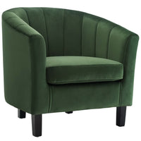 Modway - Prospect Chenal Touffé Performance Velvet Fauteuil - Émeraude-Fauteuil moderne à dossier de baril