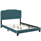Modway - Amelia Performance Velvet Lit Queen, Bleu de mer-Cadre de lit moderne avec tête de lit