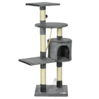 PawHut - Arbre à chat griffoir 46 po, centre d’activité multi-niveaux, gris-Un arbre d'activité complet à plusieurs niveaux et des poteaux à griffer pour chats d'intérieur 