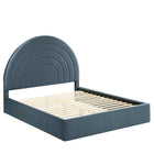 Modway - Solana Arqué Performance Velvet Lit plateforme Queen, Cadet Blue-Sellerie en velours Performance résistante aux taches