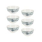 Casa Domani - Bol Ancien Bleu Rosetta - 12x6cm - Pack de 6-Fait de porcelaine avec des décalcomanies pour améliorer les détails complexes.