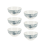 Casa Domani - Bol Ancien Bleu Rosetta - 12x6cm - Pack de 6-Fait de porcelaine avec des décalcomanies pour améliorer les détails complexes.
