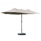Outsunny - Parasol de patio avec manivelle de levage - 15 pi - gris clair-Parapluie à double auvent de 15 pi de long pour garder l’ombre sur n’importe quel balcon, terrasse, marché de jardin ou autre