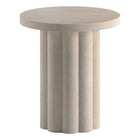 Hudson&Canal - Table d'appoint ronde cannelée Olie - 20 po l - Blanc aulne-Un design contemporain d'inspiration scandinave pour votre salon, votre bureau et plus encore