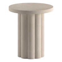 Hudson&Canal - Table d'appoint ronde cannelée Olie - 20 po l - Blanc aulne-Un design contemporain d'inspiration scandinave pour votre salon, votre bureau et plus encore