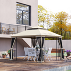 Outsunny - Tonnelle de terrasse à toit souple 10 pi l x 10 pi L - beige-Structure en acier pour une stabilité optimale
