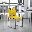 Flash Furniture - Chaise empilable jaune de la série HERCULES à base traîneau d'une capacité de 881 lb avec dossier ventilé-Capacité de poids de 881 lb