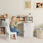Qaba - Ensemble bureau et chaise pour enfants, ensemble table d’étude et chaise avec rangement - blanc-Inclut un tableau en liège unique pour exposer des œuvres d’art, des emplois du temps et des idées créatives
