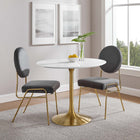 Modway - Lippa Rond de 36 po Bois Table à manger, Or Blanc-Socle métallique résistant aux éclats