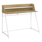 Monarch Specialties - 7543 Bureau 48 po L - Naturel/Metal Blanc-Bureau d'ordinateur au fini faux bois naturel avec une petite huche avec 1 longue tablette au fini blanc