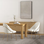 Manhattan Comfort - Lot de 2 chaises de salle à manger modernes Gracie 61,5 cm en similicuir blanc et or-Caractéristiques du cadre et des pieds Choix entre acier noir entièrement soudé ou acier inoxydable doré