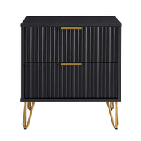 Manhattan Comfort - Table de nuit moderne DUMBO 20,07" à 2 tiroirs - Noir-Moderne-contemporain avec une touche de glamour - Table de nuit pour chambre et salon