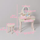 Qaba - Coiffeuse pour enfants, table de maquillage avec miroir et tabouret, 7 accessoires - rose-Fabriqué en bois adapté aux enfants et miroir en acrylique incassable pour plus de sécurité

