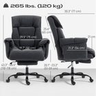 HOMCOM - Fauteuil de bureau exécutif inclinable avec repose-pieds et dossier pliant - gris foncé-Dossier pliable permettant à la chaise de se glisser facilement sous votre bureau pour gagner de la place