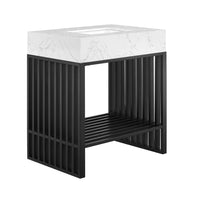 Modway - Gridiron 30" Vanette de salle de bain - Blanc Noir-Vanité de salle de bain moderne