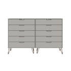 Manhattan Comfort - Rockefeller ensemble de commodes de chambre à coucher style milieu du siècle moderne - blanc cassé - ensemble de 3-19,02 po L x 69,72 po l x 44,57 po H