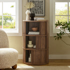 Modway - Clement Tribune ronde à piédestal Table de rangement avec portes coulissantes à tambour - Noyer-Finition stratifiée de grain de bois