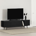 South Shore - Mezzy Meuble TV avec portes - Chêne noir-Rangement abondant : avec 4 portes et plusieurs formats de compartiments, ce meuble organise parfaitement tous vos appareils électroniques et accessoires