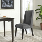 Modway - Baron Tissu Chaise à manger - Gris-Pieds en caoutchouc massif