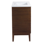 Modway - Ledger 36" Vanette de salle de bain - Blanc noyer-Trous de robinet centraux 8"