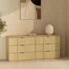 Manhattan Comfort - Clive 72" Commode double à 6 tiroirs style milieu du siècle moderne - Chêne naturel-Six tiroirs spacieux offrent un généreux espace de rangement pour les vêtements, le linge de maison et les essentiels du quotidien