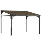 Outsunny - Pergola d’extérieur 11 pi l x 10 pi L - gazebo adossé à toit rigide mural-La pergola adossée extérieure se fixe au mur et au sol, économisant un précieux espace de terrasse