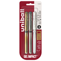 uni-ball - Stylo gel Impact Signo - 1,0 mm - Couleurs métalliques variées - Paquet de 3  -Stylos gel