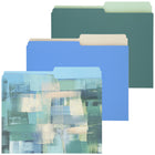 Merangue - Chemises à fiches - Format lettre - Peinture bleue - Paquet de 3-Chemises de classement coupées à moitié réversibles