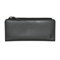 Club Rochelier - Portefeuille mince pour femme avec fermeture éclair sur le dessus - Noir-2 fenêtres d'identification