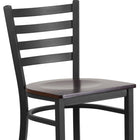 Flash Furniture – Tabouret bistro HERCULES en métal, dossier à traverses, noir, siège en noyer (XUDG697BBARWAW)-Appui - pieds